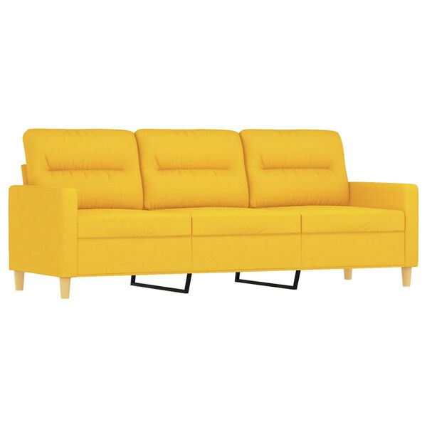 vidaXL Sof&aacute; 3 lug. c/ almofadas/almofad&otilde;es 210 cm tecido amarelo-claro