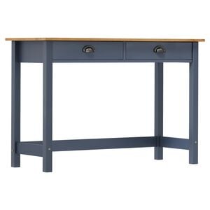 vidaXL Mesa consola Hill c/ 2 gavetas 110x45x74cm pinho maci&ccedil;o cinza