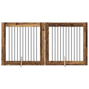 vidaXL Port&atilde;o de C&atilde;o com Suportes 2 pcs Madeira antiga 100 x 100 cm