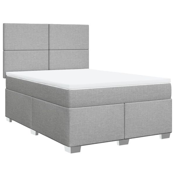 vidaXL Cama com molas/colch&atilde;o 140x190 cm tecido cinzento-claro