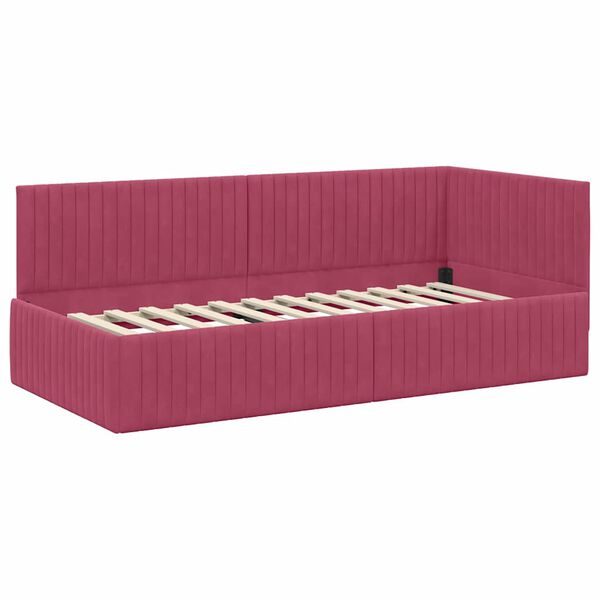 vidaXL Estrutura de Cama de Canto Vinho Vermelho 90 cm x 200 cm Veludo