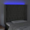 vidaXL Cabeceira de cama c/ LED veludo 103x16x118/128 cm cinza-escuro