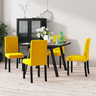 vidaXL Cadeiras de jantar 4 pcs veludo amarelo