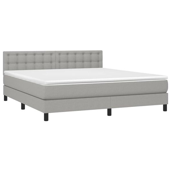 vidaXL Cama box spring c/ colch&atilde;o e LED 180x200 cm tecido cinza-claro