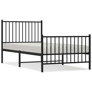 vidaXL Estrutura de cama com cabeceira e p&eacute;s 90x190 cm metal preto