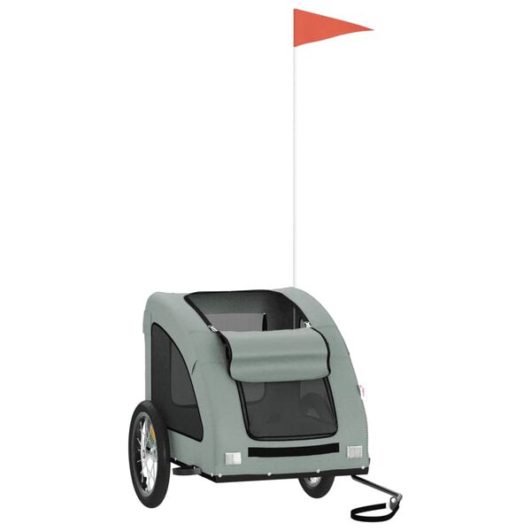 vidaXL Reboque bicicleta animais tecido oxford/ferro cinzento