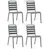 vidaXL Cadeiras de jardim design ripado 4 pcs a&ccedil;o cinzento-escuro
