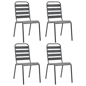 vidaXL Cadeiras de jardim design ripado 4 pcs a&ccedil;o cinzento-escuro