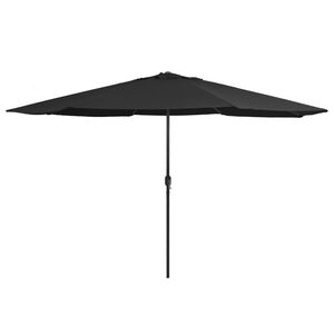 vidaXL Guarda-sol de jardim com poste de metal 390 cm preto