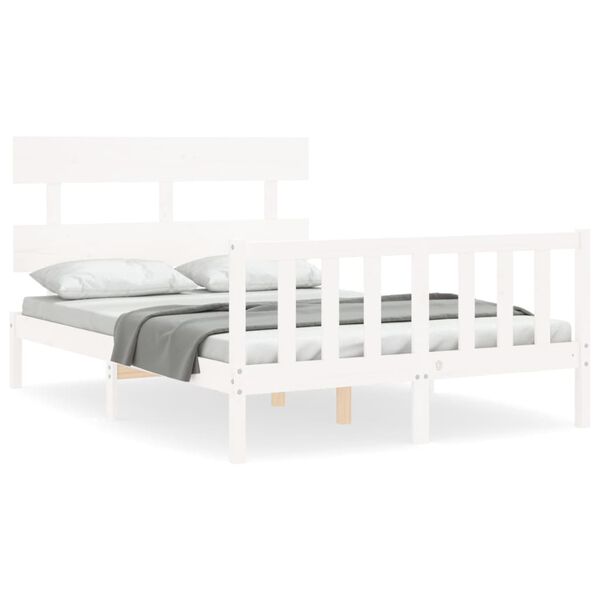 vidaXL Cama sem colch&atilde;o 120x200 cm madeira de pinho maci&ccedil;a branco