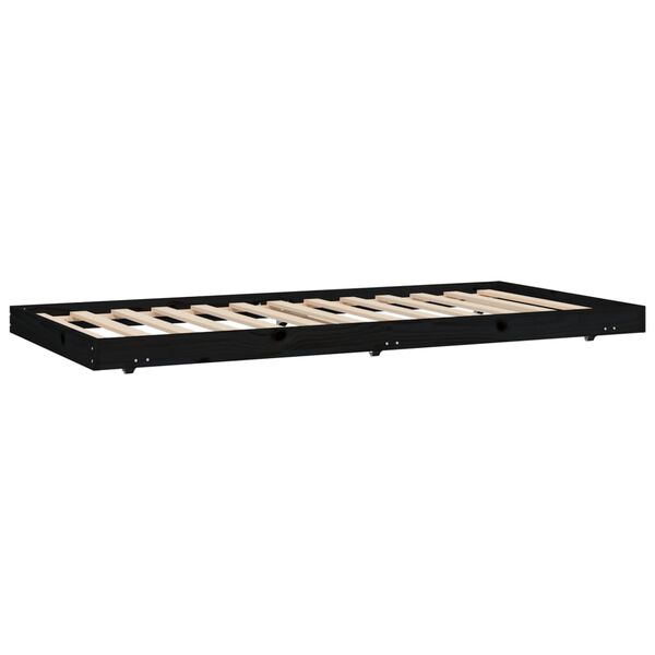 vidaXL Estrutura de cama 75x190 cm madeira de pinho maciça preto