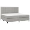 vidaXL Cama box spring c/ colch&atilde;o e LED 200x200 cm tecido cinza-claro