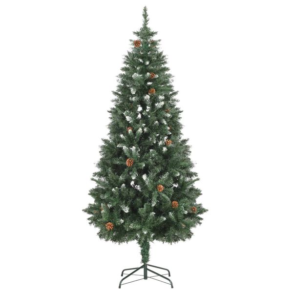 vidaXL Árvore de Natal artificial com pinhas e brilho branco 180 cm