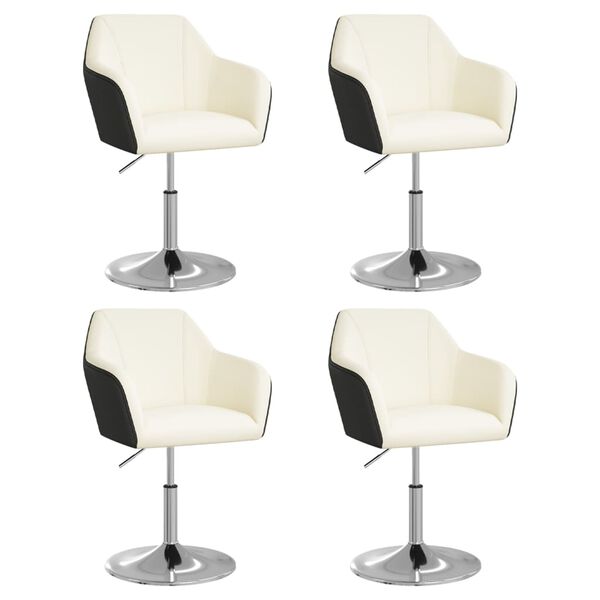 vidaXL Cadeiras de jantar 4 pcs couro artificial branco/preto