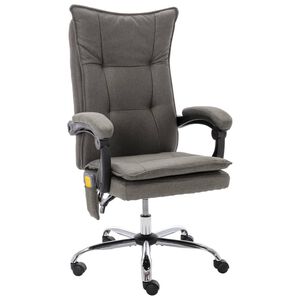 vidaXL Cadeira de escrit&oacute;rio c/ fun&ccedil;&atilde;o de massagem tecido cinzento