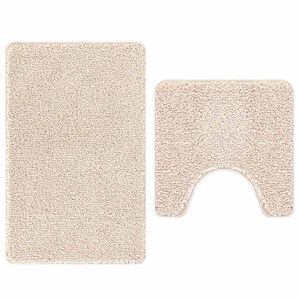 vidaXL Conjunto de Tapetes de Banho Antiderrapantes 2 pcs Creme PP