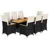 vidaXL 9 pcs conjunto de bistr&ocirc; p/ jardim c/ almofad&otilde;es vime PE preto