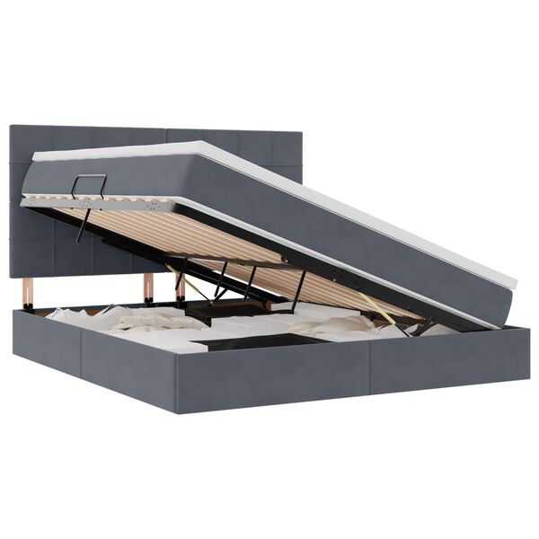 vidaXL Cama com arruma&ccedil;&atilde;o e LED Cinza Escuro 160 x 200 cm Veludo