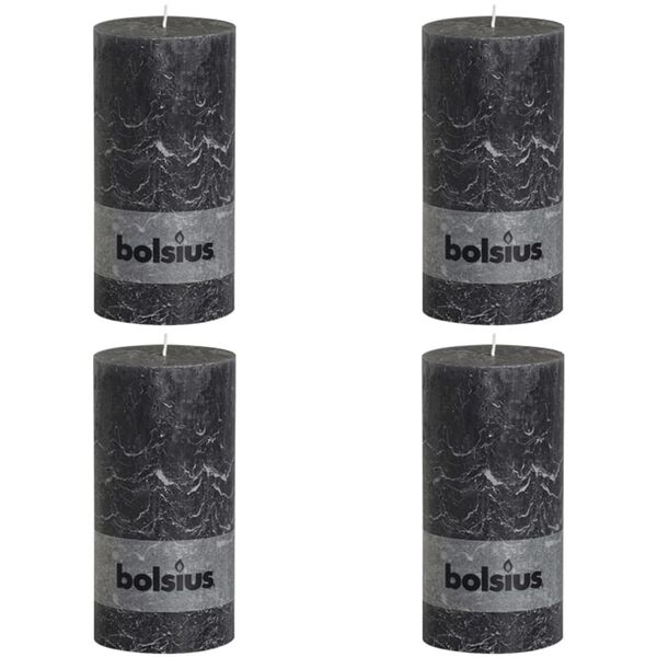 Bolsius Velas r&uacute;sticas cil&iacute;ndricas 200x100 mm antracite 4 pcs