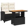 vidaXL 2 pcs conjunto de jantar p/ jardim c/ almofad&otilde;es vime PE preto
