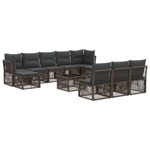 vidaXL Conjunto de Sof&aacute; de Jardim 11 unid. Cinzento vime PE