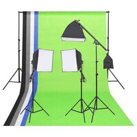 vidaXL Kit iluminação estúdio fotográfico c/ fundos e refletor