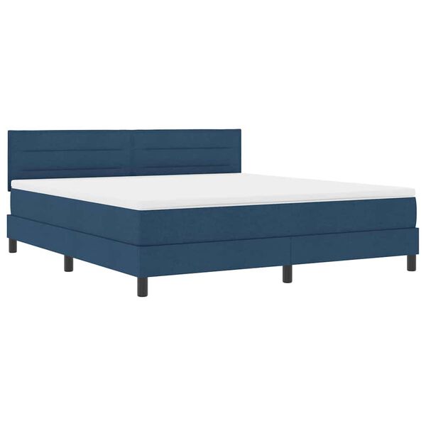 vidaXL Cama Box com colch&atilde;o com cabeceira Azul 180 x 200 cm tecido