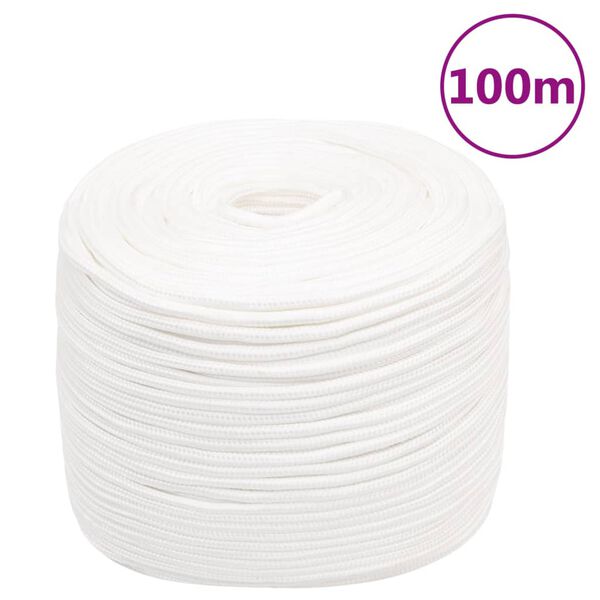 vidaXL Corda de barco 8 mm 100 m polipropileno branco completo