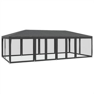 vidaXL Tenda p/ festas 12 paredes laterais malha 8x4 m PEAD antracite