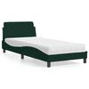 vidaXL Cama com colch&atilde;o Dover 90x200 cm veludo verde-escuro