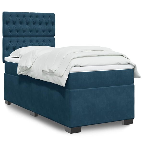 vidaXL Cama boxspring com colch&atilde;o 80x200 cm veludo azul