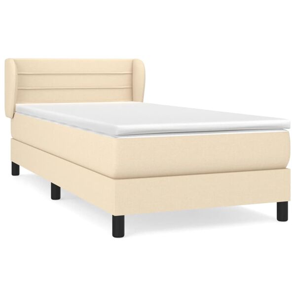 vidaXL Cama com molas/colch&atilde;o 90x190 cm tecido cor creme