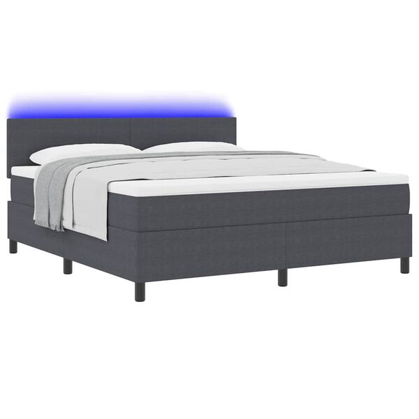 vidaXL Cama Box Spring LED Cinza Escuro e Branco 180 x 200 cm