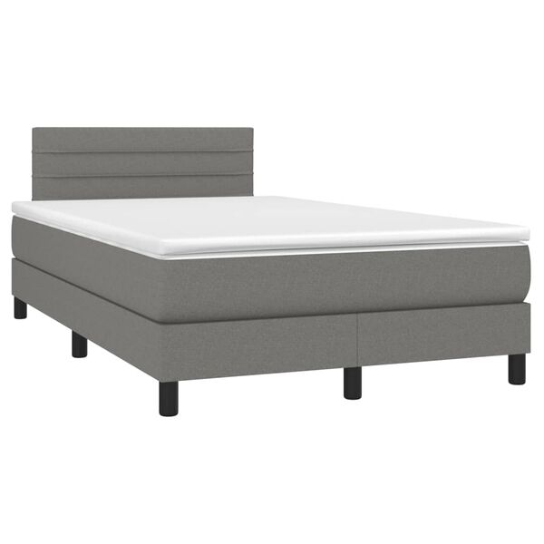vidaXL Cama boxspring com colch&atilde;o 120x190 cm tecido cinzento-escuro