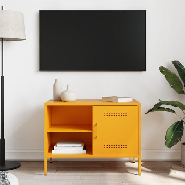 vidaXL M&oacute;vel de TV 68x39x50,5 cm a&ccedil;o amarelo mostarda