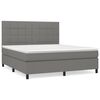 vidaXL Cama com molas/colch&atilde;o 160x200 cm tecido cinzento-escuro