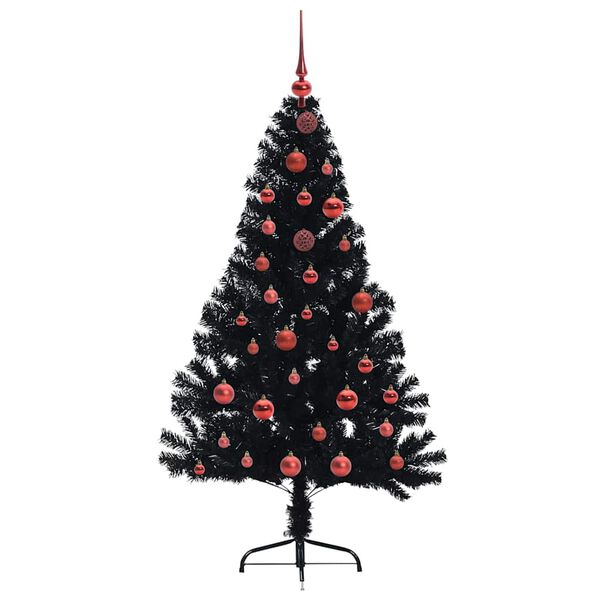 vidaXL &Aacute;rvore de Natal Artificial Pr&eacute;-iluminada Preto 150 cm PVC