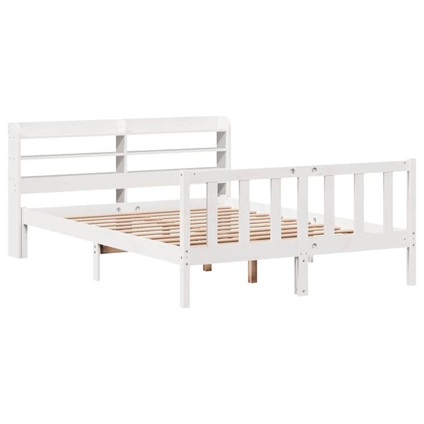 vidaXL Cama sem colch&atilde;o 140x190 cm madeira de pinho maci&ccedil;a branco
