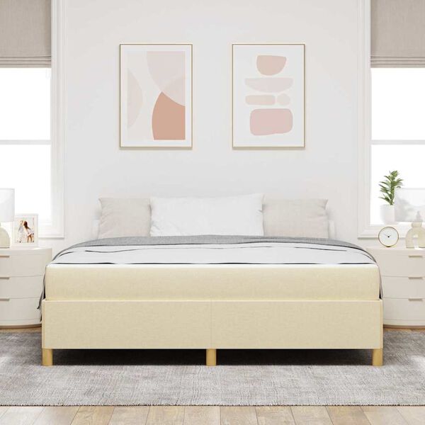 vidaXL Estrutura da Cama com colch&atilde;o Creme 180 x 200 cm tecido