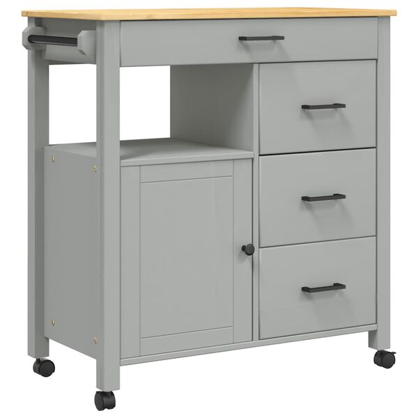 vidaXL Carrinho de cozinha MONZA 84x40x88,5 cm madeira de pinho maci&ccedil;a