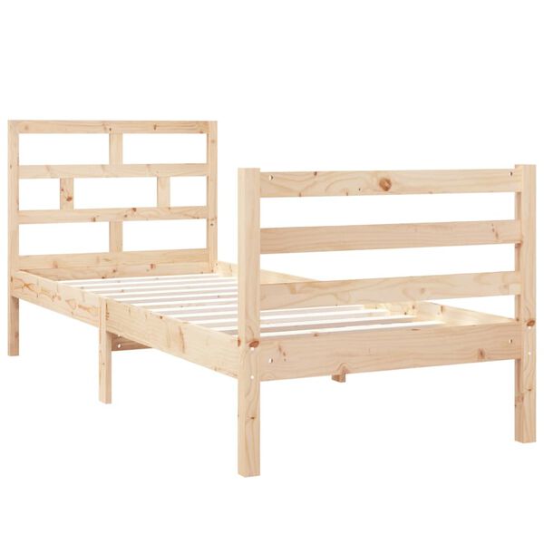 vidaXL Estrutura de cama pequena solteiro 75x190 cm madeira maciça