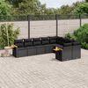 vidaXL 9 pcs conjunto de sof&aacute;s p/ jardim c/ almofad&otilde;es vime PE preto