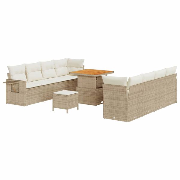 vidaXL Conjunto de Sof&aacute; de Jardim 11 pcs Bege Rattan Sint&eacute;tico