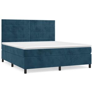 vidaXL Cama com molas/colch&atilde;o 160x200 cm veludo azul-escuro