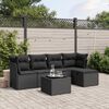 vidaXL 6 pcs conjunto sof&aacute;s de jardim c/ almofad&otilde;es vime PE preto
