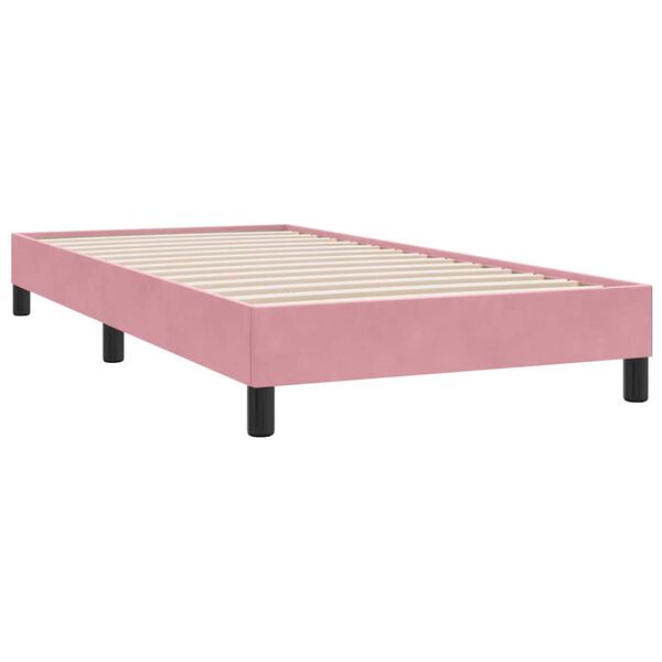 vidaXL Estrutura de cama sem colch&atilde;o 90x210 cm veludo rosa