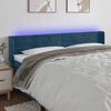 vidaXL Cabeceira cama c/ luzes LED veludo 203x16x78/88 cm azul-escuro