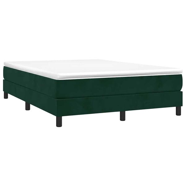vidaXL Cama com molas/colch&atilde;o 140x190 cm veludo verde-escuro