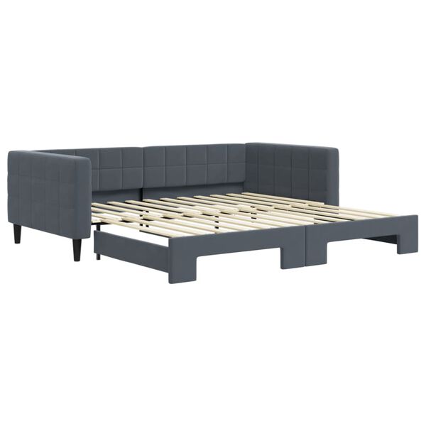 vidaXL Sof&aacute;-cama com gavet&atilde;o 100x200 cm veludo cinzento-escuro