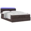 vidaXL Cama otomana com colch&atilde;o & LEDs 140x190 cm castanho escuro